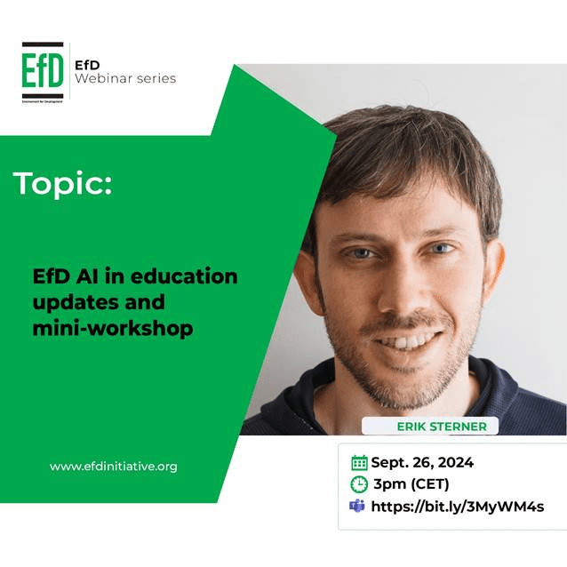 Invitation to the webinar: Updates about the AI in the education of EfD and minitaller